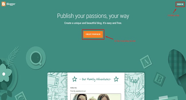 Đăng nhập tài khoản Google Blogger